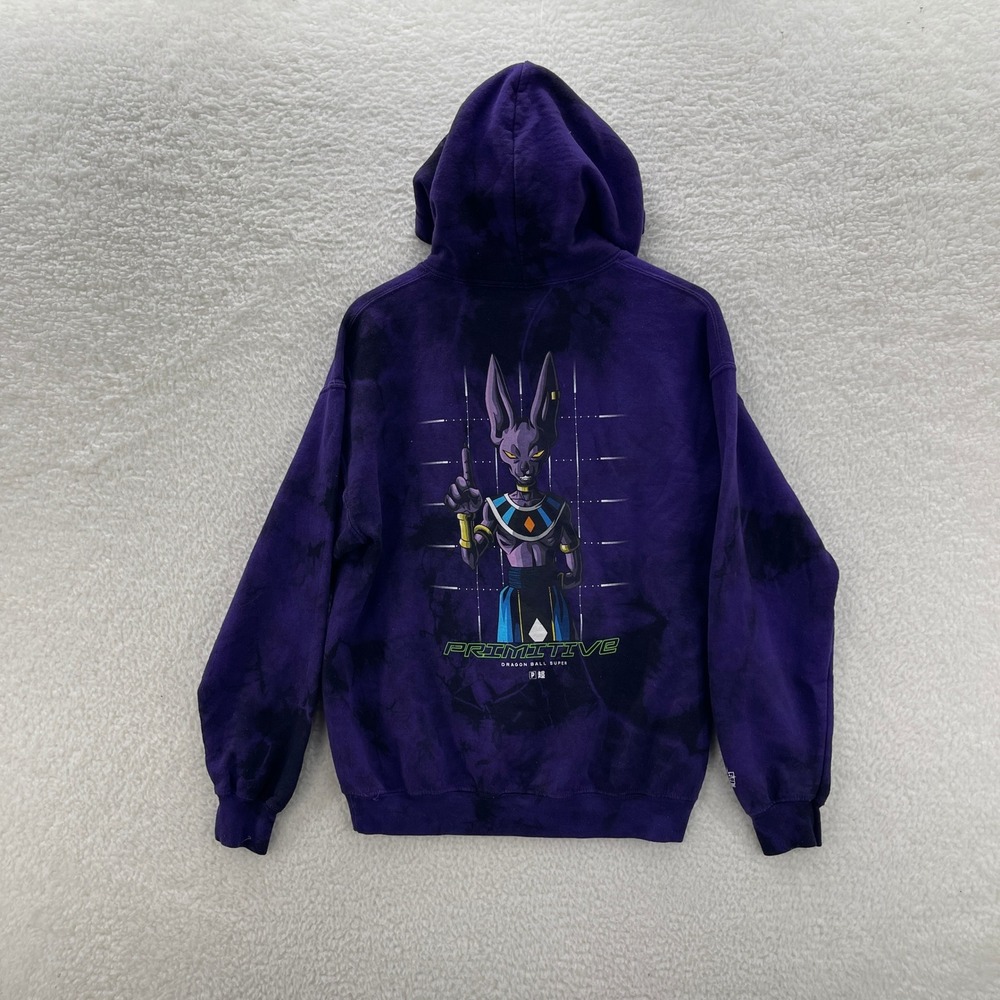 Primitive Dragon Ball Super Hoodie Mens Small Purple Black Tie Dye Beerus Anime